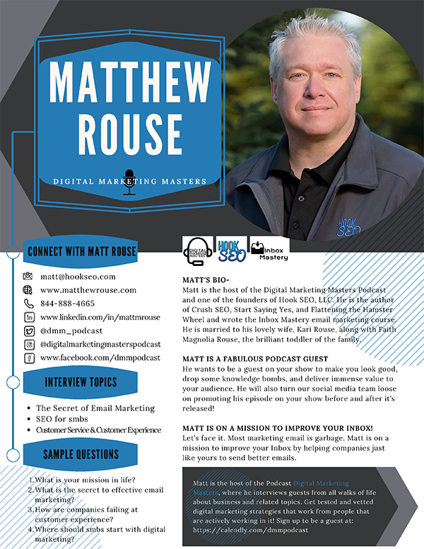 Matt Rouse Speaker Podcast Guest One Sheet